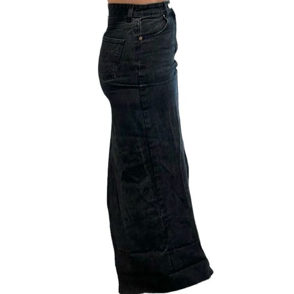 Custom Reworked Zara Black Denim Jean Maxi Skirt With Slit Raw Hem Maxi Skirt - Picture 12 of 12